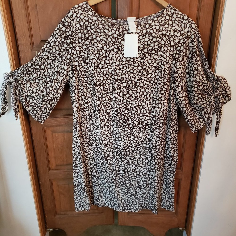 NWT H&M Brown and Cream Flower Midi Dress